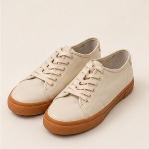 Frye Ivory Leather Low Lace Sneakers Women’s 8.5 Gum Sole Casual Shoes